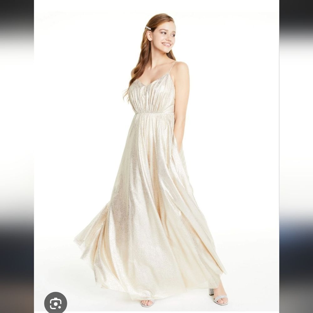 City Studio Cream Ruched Maxi Gown Size 7